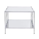 42" Chrome Glass And Metal Rectangular Mirrored Coffee Table - Homeroots