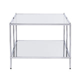 42" Chrome Glass And Metal Rectangular Mirrored Coffee Table - Homeroots