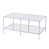 42" Chrome Glass And Metal Rectangular Mirrored Coffee Table - Homeroots - Flyclothing LLC