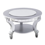 29" Silver Mirrored And Metal Round Mirrored Coffee Table - Homeroots