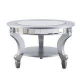 29" Silver Mirrored And Metal Round Mirrored Coffee Table - Homeroots