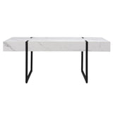 43" White And Black Faux Marble And Metal With Iron Coffee Table - Homeroots - Flyclothing LLC