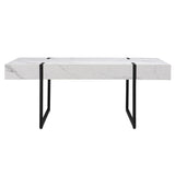 43" White And Black Faux Marble And Metal With Iron Coffee Table - Homeroots
