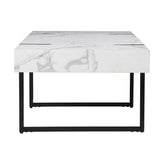 43" White And Black Faux Marble And Metal With Iron Coffee Table - Homeroots