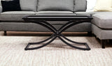 42" Black Glass And Metal Rectangular Coffee Table - Homeroots