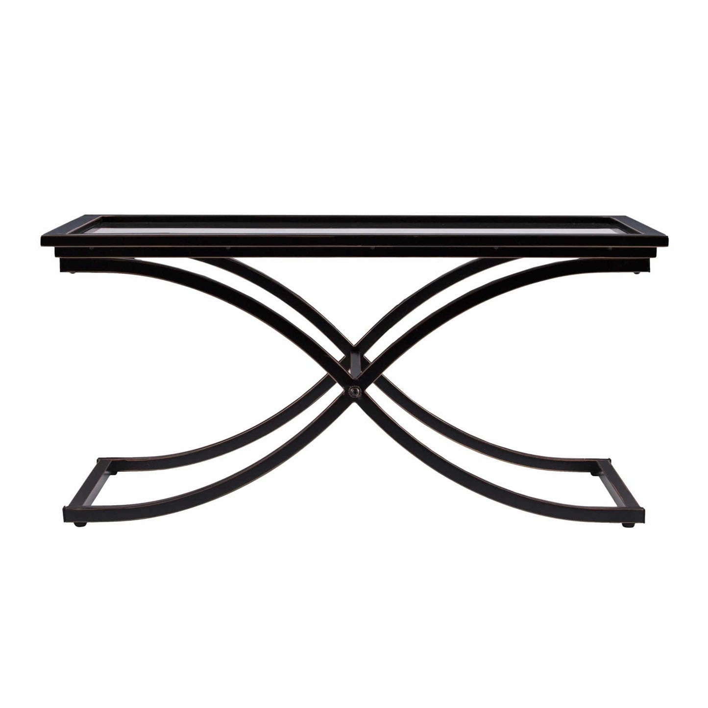 42" Black Glass And Metal Rectangular Coffee Table - Homeroots - Flyclothing LLC