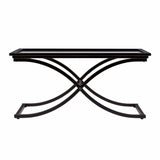 42" Black Glass And Metal Rectangular Coffee Table - Homeroots