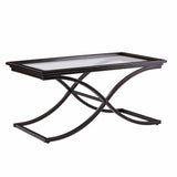 42" Black Glass And Metal Rectangular Coffee Table - Homeroots