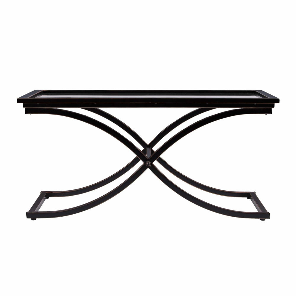 42" Black Glass And Metal Rectangular Coffee Table - Homeroots - Flyclothing LLC