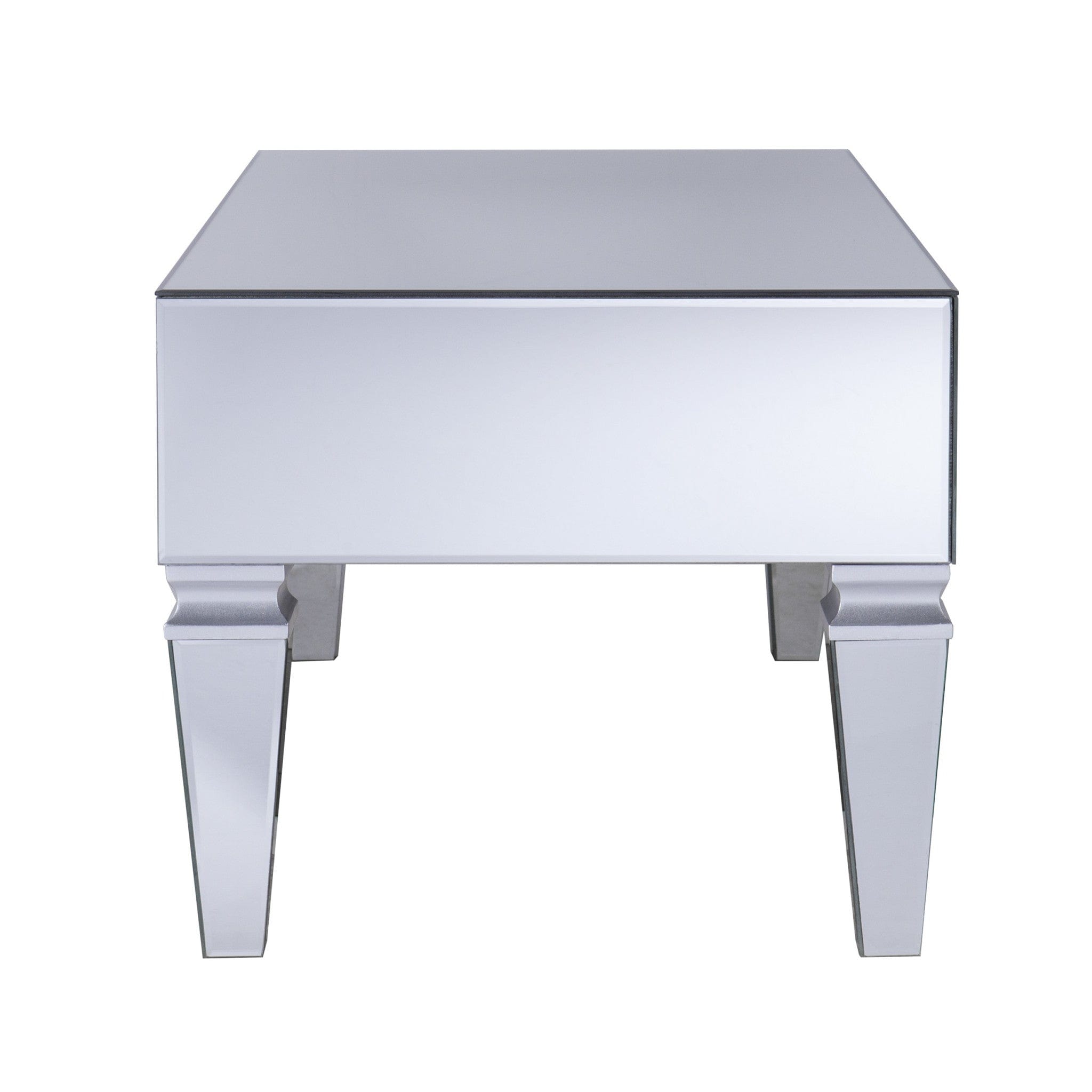 41" Silver Glass With Iron Mirrored Coffee Table - Homeroots - Flyclothing LLC