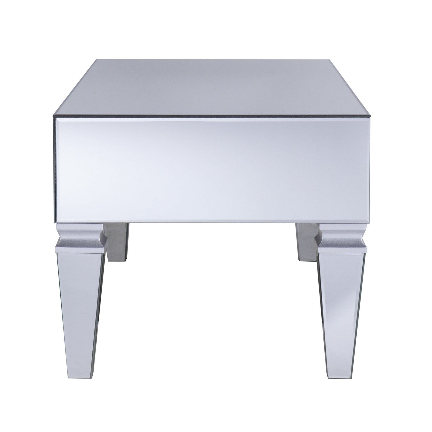 41" Silver Glass With Iron Mirrored Coffee Table - Homeroots - Flyclothing LLC