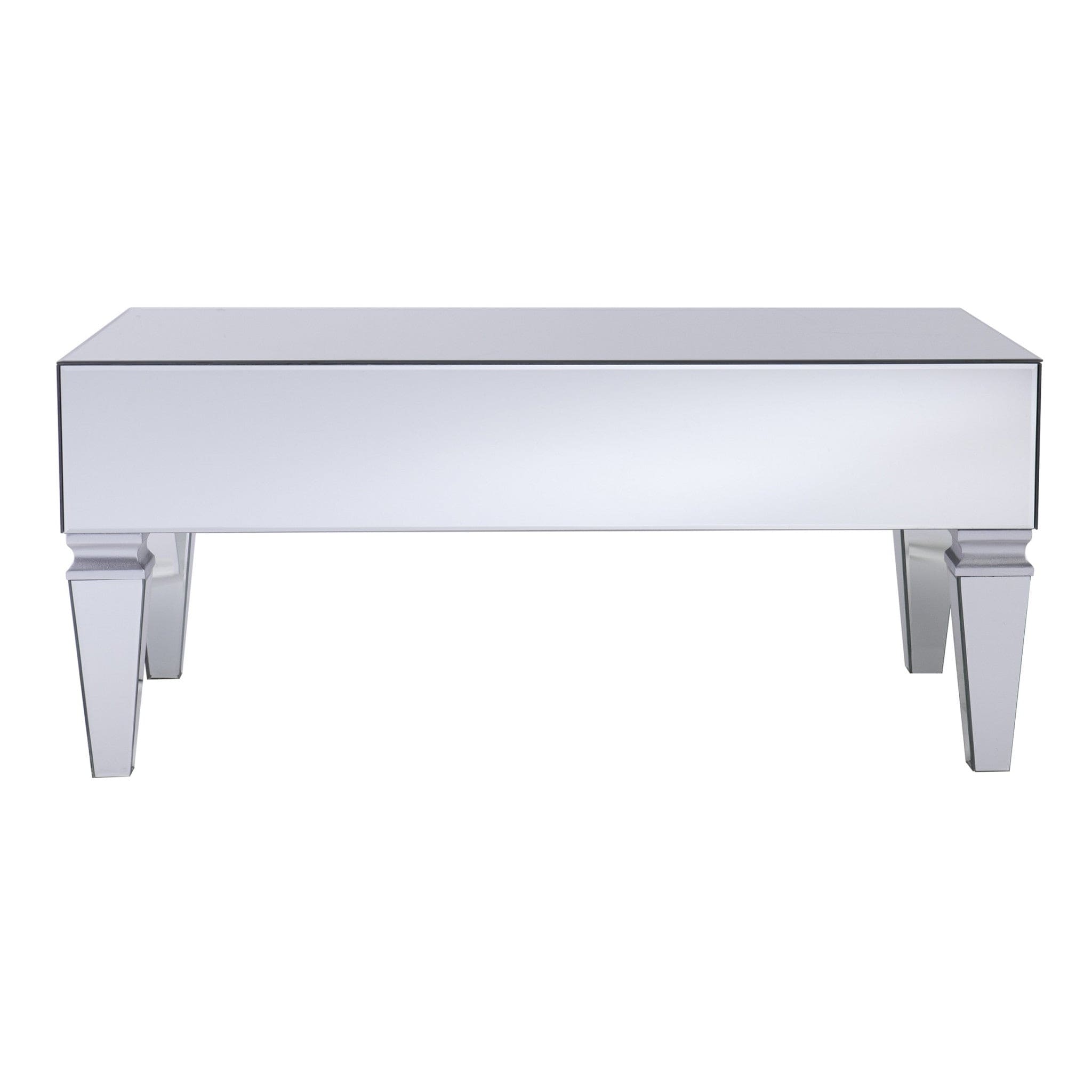 41" Silver Glass With Iron Mirrored Coffee Table - Homeroots - Flyclothing LLC