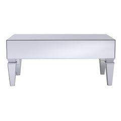 41" Silver Glass With Iron Mirrored Coffee Table