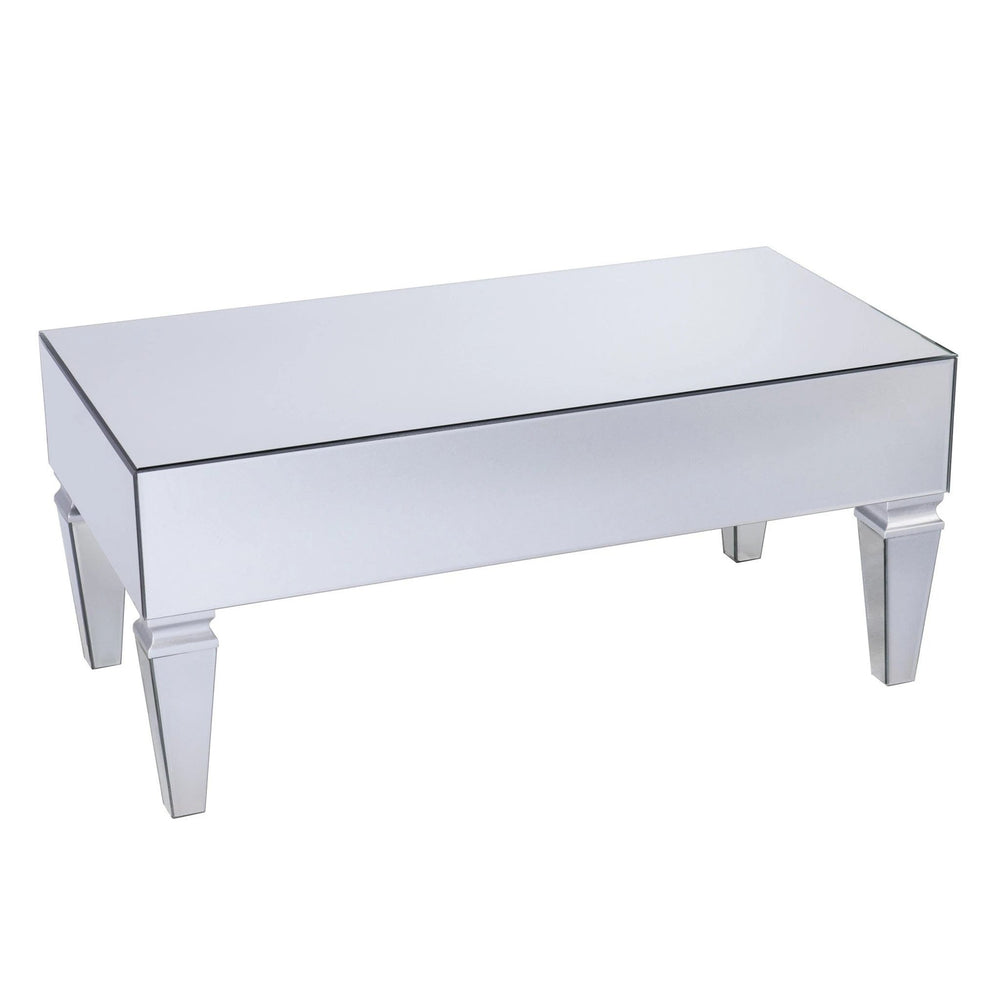 41" Silver Glass With Iron Mirrored Coffee Table - Homeroots - Flyclothing LLC