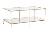42" Gold Glass And Metal Rectangular Mirrored Coffee Table - Homeroots - Flyclothing LLC