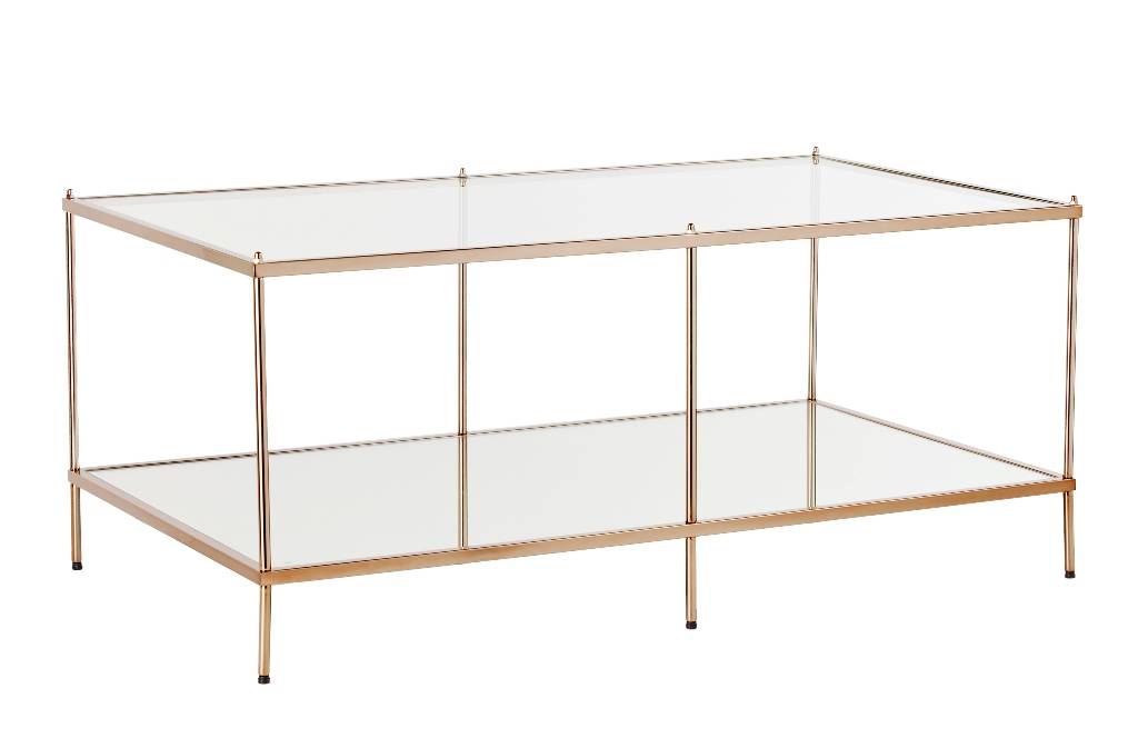 42" Gold Glass And Metal Rectangular Mirrored Coffee Table - Homeroots - Flyclothing LLC