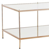42" Gold Glass And Metal Rectangular Mirrored Coffee Table - Homeroots