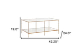 42" Gold Glass And Metal Rectangular Mirrored Coffee Table - Homeroots - Flyclothing LLC