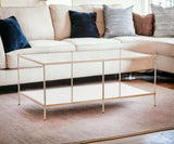 42" Gold Glass And Metal Rectangular Mirrored Coffee Table - Homeroots - Flyclothing LLC