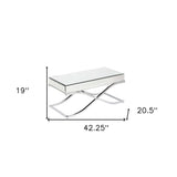 42" Silver Mirrored And Metal Rectangular Mirrored Coffee Table - Homeroots