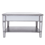 29" Silver Mirrored Square Coffee Table With Shelf - Homeroots