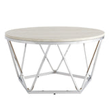 33" Silver Manufactured Wood And Metal Round Coffee Table - Homeroots