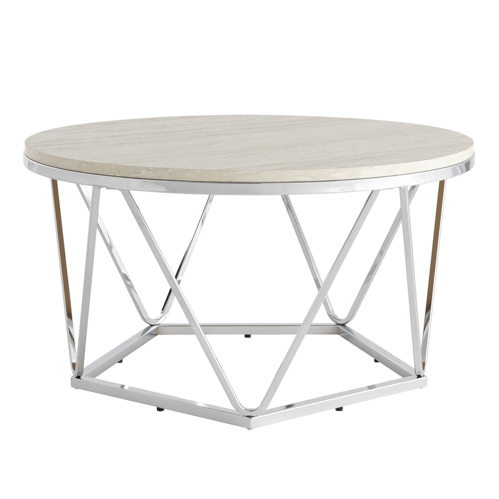 33" Silver Manufactured Wood And Metal Round Coffee Table - Homeroots - Flyclothing LLC