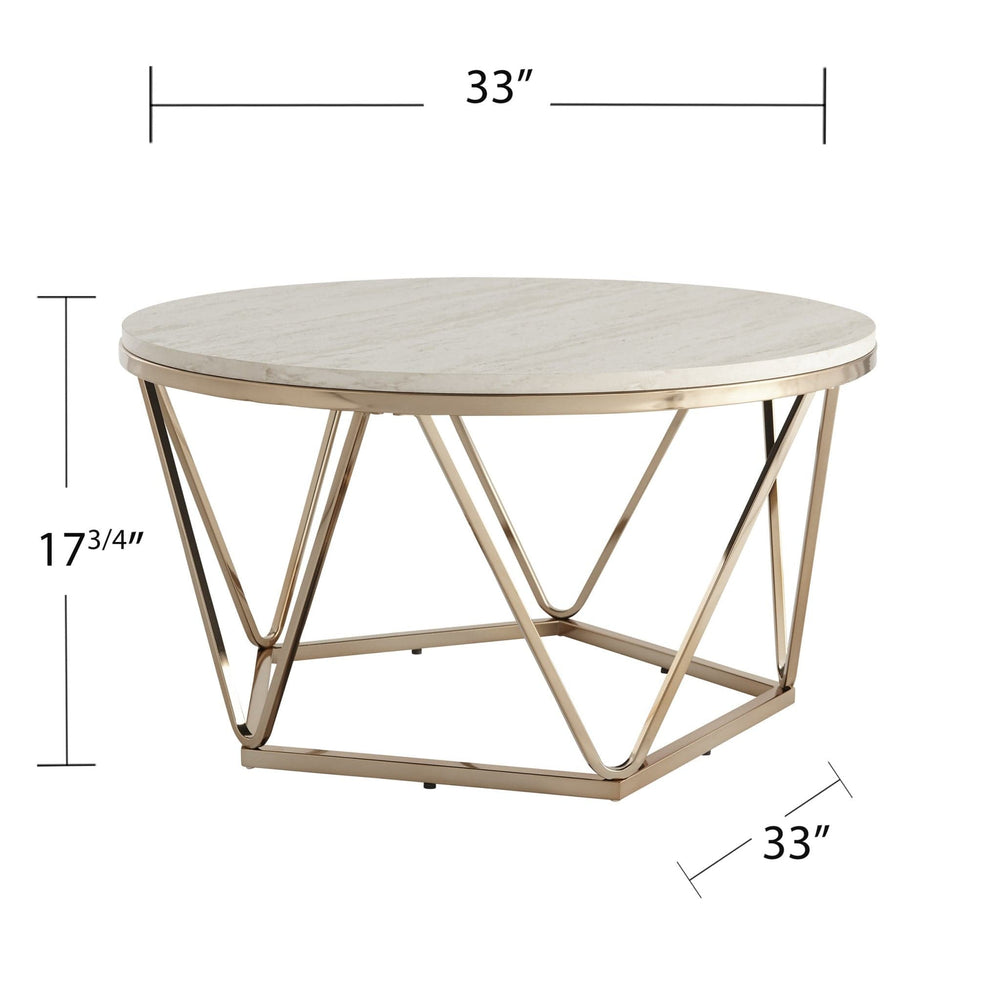 33" Champagne Solid Manufactured Wood And Metal Round Coffee Table - Homeroots - Flyclothing LLC