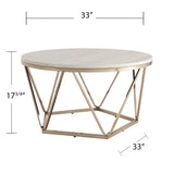 33" Champagne Solid Manufactured Wood And Metal Round Coffee Table - Homeroots - Flyclothing LLC
