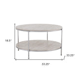 33" Chrome Faux Marble And Metal Round Coffee Table - Homeroots - Flyclothing LLC