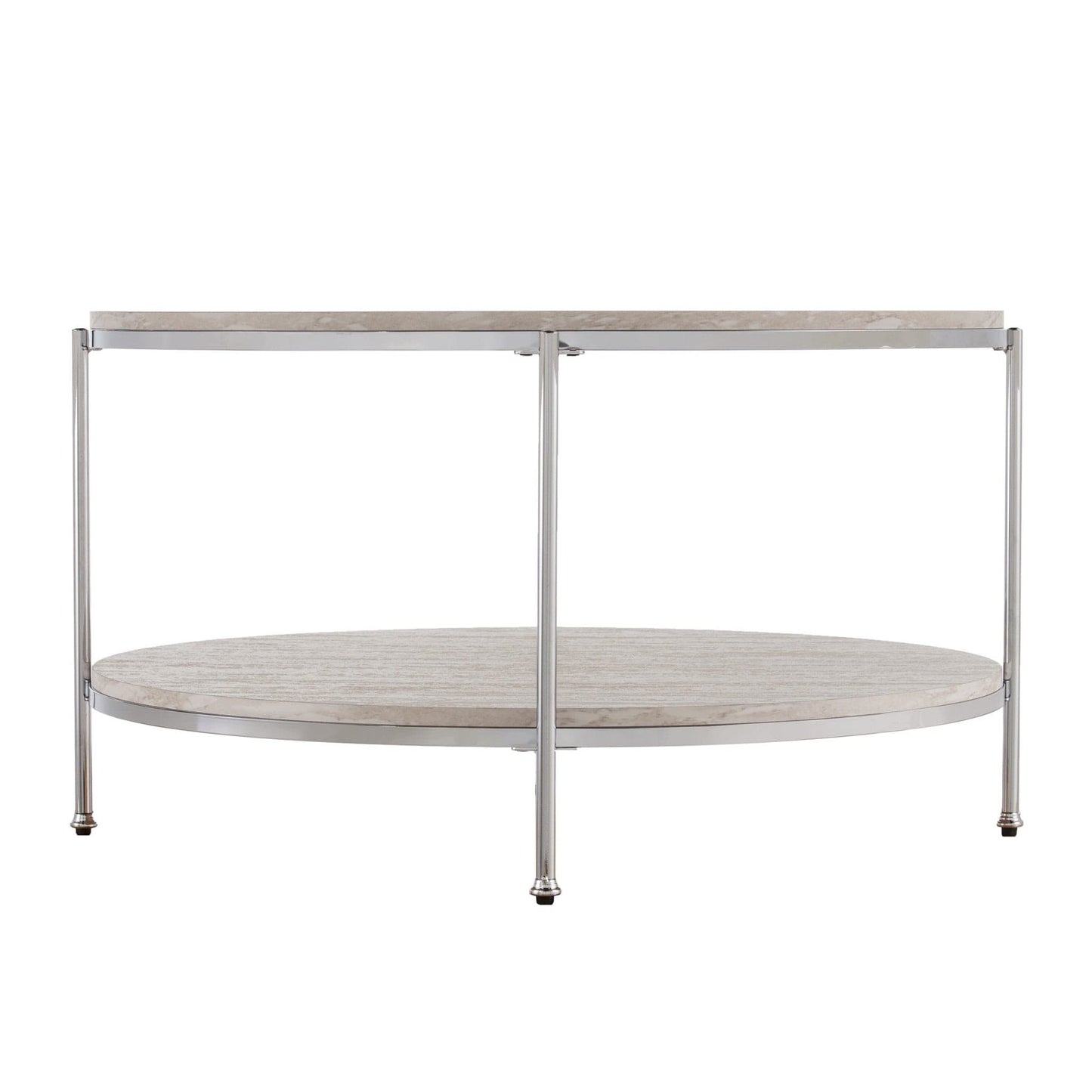 33" Chrome Faux Marble And Metal Round Coffee Table - Homeroots - Flyclothing LLC