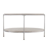33" Chrome Faux Marble And Metal Round Coffee Table - Homeroots - Flyclothing LLC