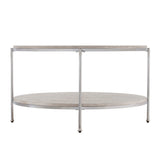 33" Chrome Faux Marble And Metal Round Coffee Table - Homeroots