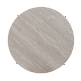 33" Chrome Faux Marble And Metal Round Coffee Table - Homeroots - Flyclothing LLC