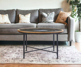 33" Floral Design Glass Top Round Coffee Table - Homeroots