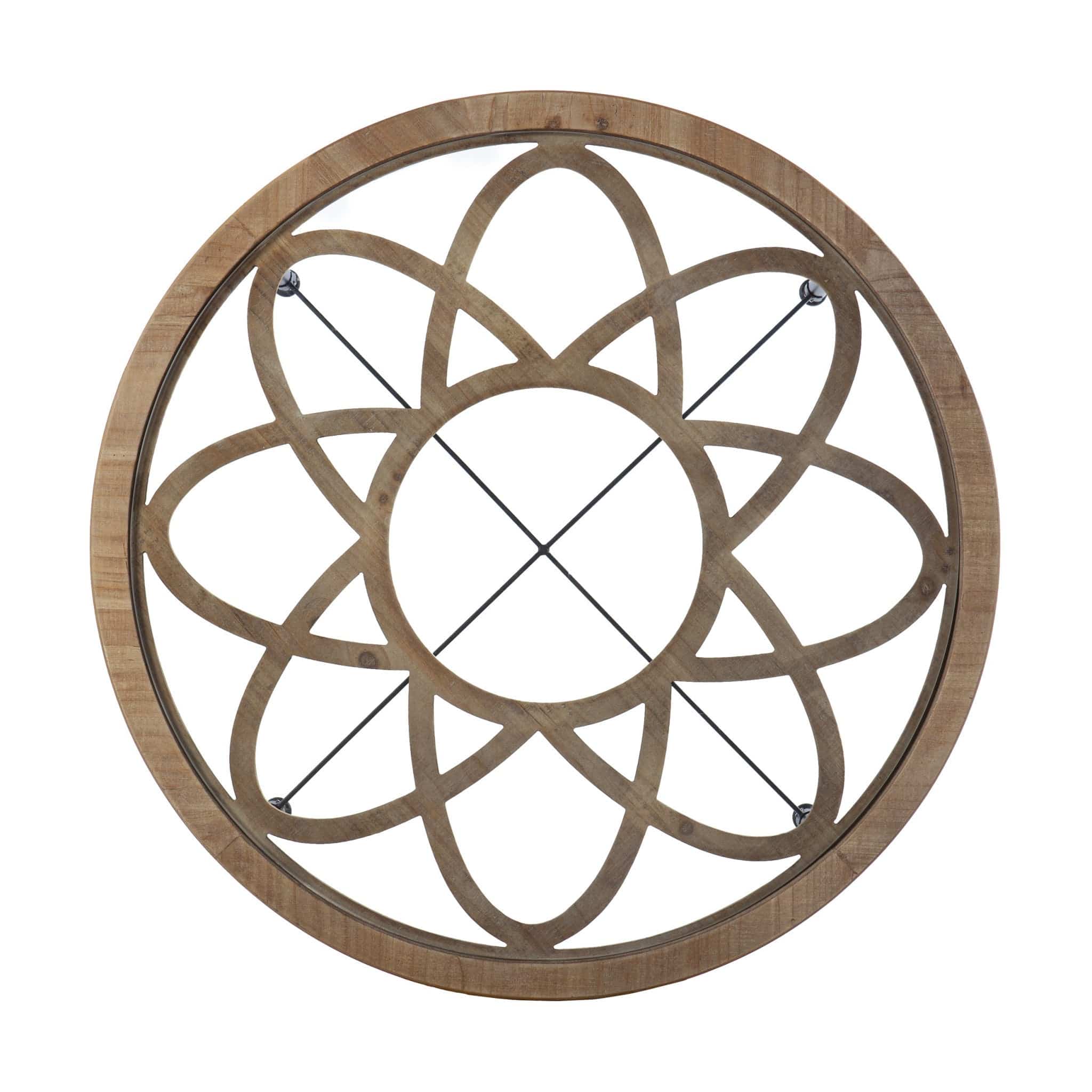 33" Floral Design Glass Top Round Coffee Table - Homeroots - Flyclothing LLC
