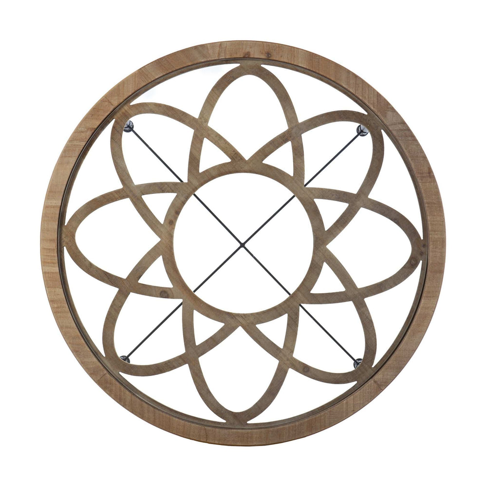 33" Floral Design Glass Top Round Coffee Table - Homeroots - Flyclothing LLC