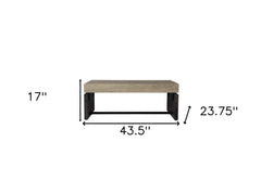 44" Natural and Black Chunky Manufactured Wood Rectangular Coffee Table
