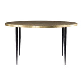 34" Black And Gold Embossed Metal Round Coffee Table - Homeroots - Flyclothing LLC