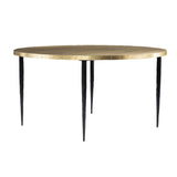 34" Black And Gold Embossed Metal Round Coffee Table - Homeroots - Flyclothing LLC