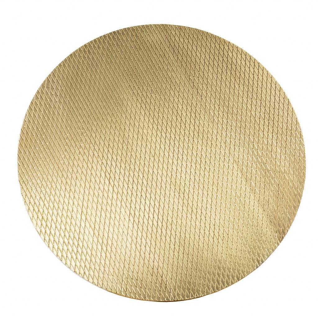 34" Black And Gold Embossed Metal Round Coffee Table - Homeroots - Flyclothing LLC