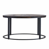 36" Natural And Brown Reclaimed Wood And Metal Round Coffee Table - Homeroots