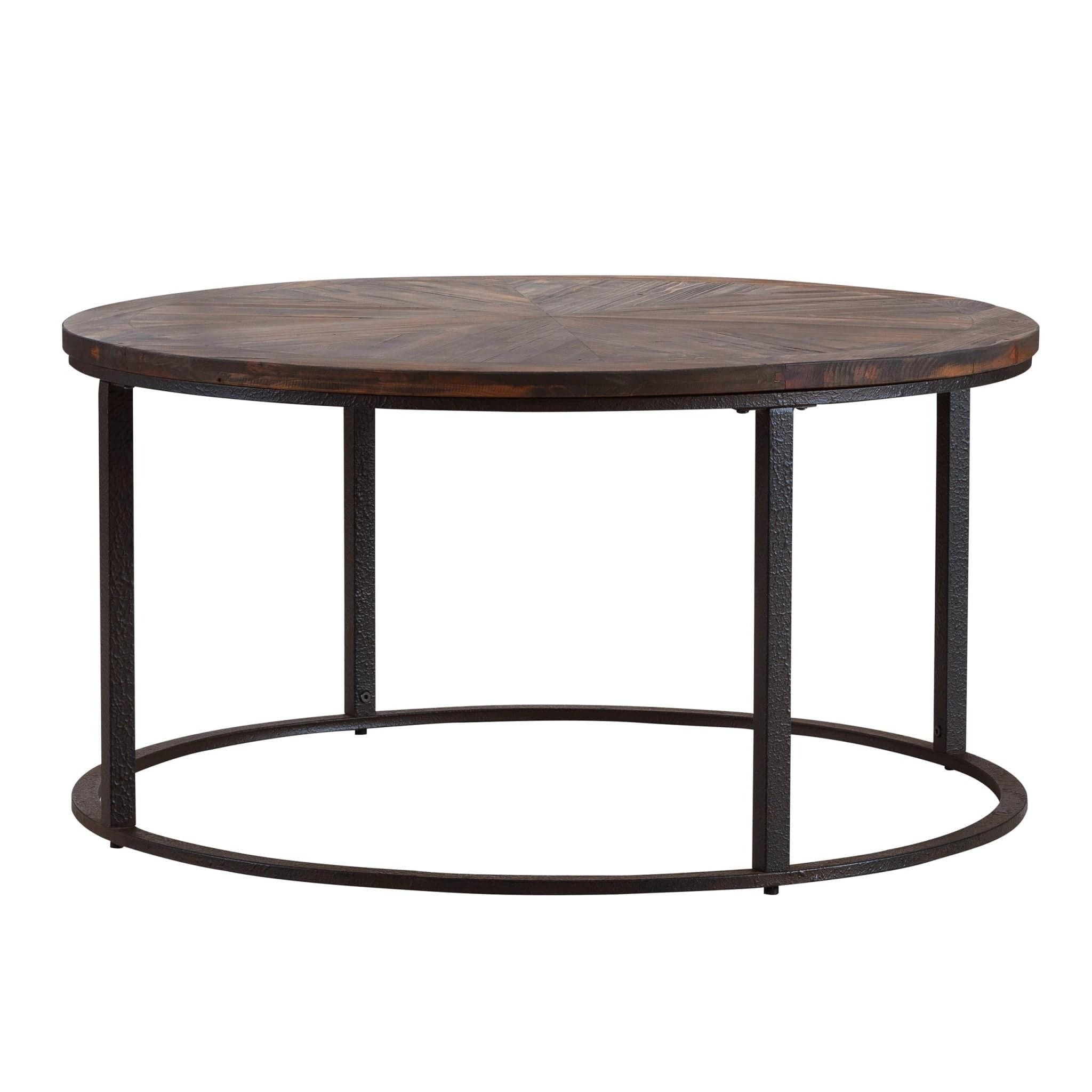 36" Natural And Brown Reclaimed Wood And Metal Round Coffee Table - Homeroots - Flyclothing LLC