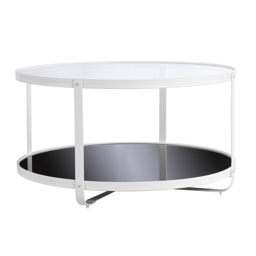 32" White Glass And Metal Two Tier Round Coffee Table - Homeroots - Flyclothing LLC