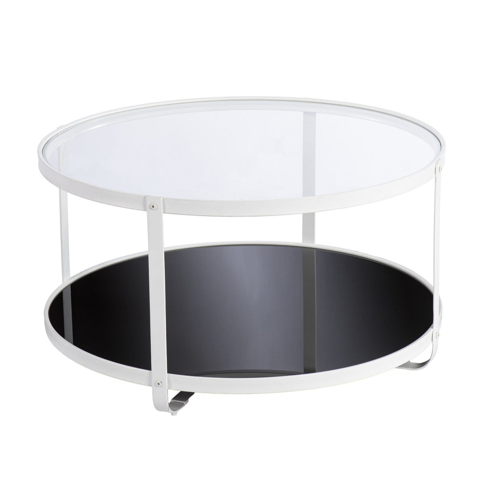 32" White Glass And Metal Two Tier Round Coffee Table - Homeroots - Flyclothing LLC