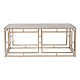 44" Champagne Glass And Metal Rectangular Coffee Table - Homeroots