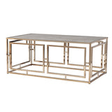 44" Champagne Glass And Metal Rectangular Coffee Table - Homeroots
