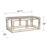 44" Champagne Glass And Metal Rectangular Coffee Table - Homeroots - Flyclothing LLC