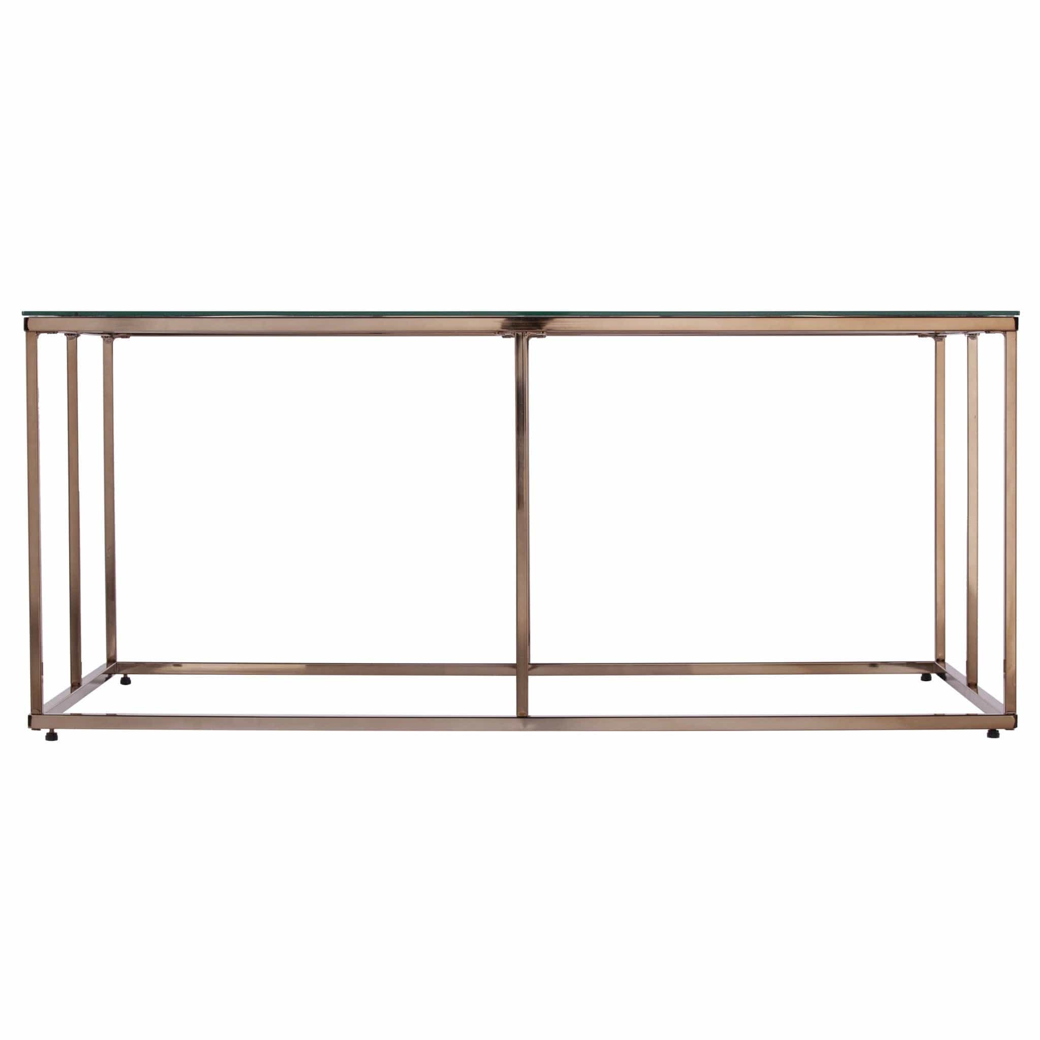 42" Champagne Glass And Metal Geometric Coffee Table - Homeroots