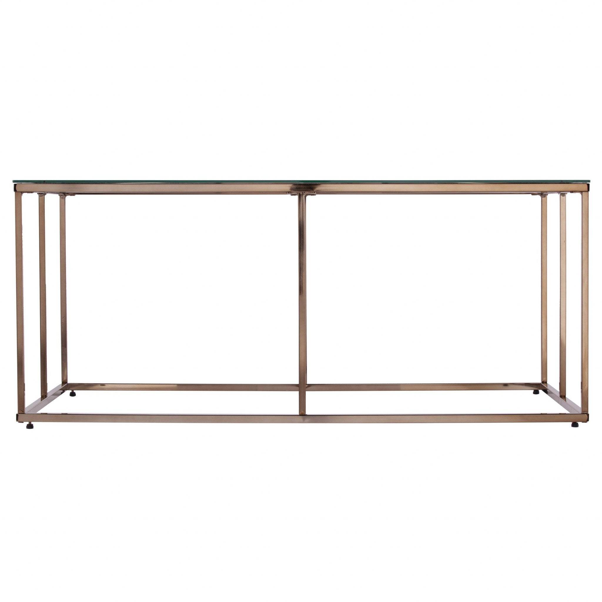 42" Champagne Glass And Metal Geometric Coffee Table - Homeroots - Flyclothing LLC